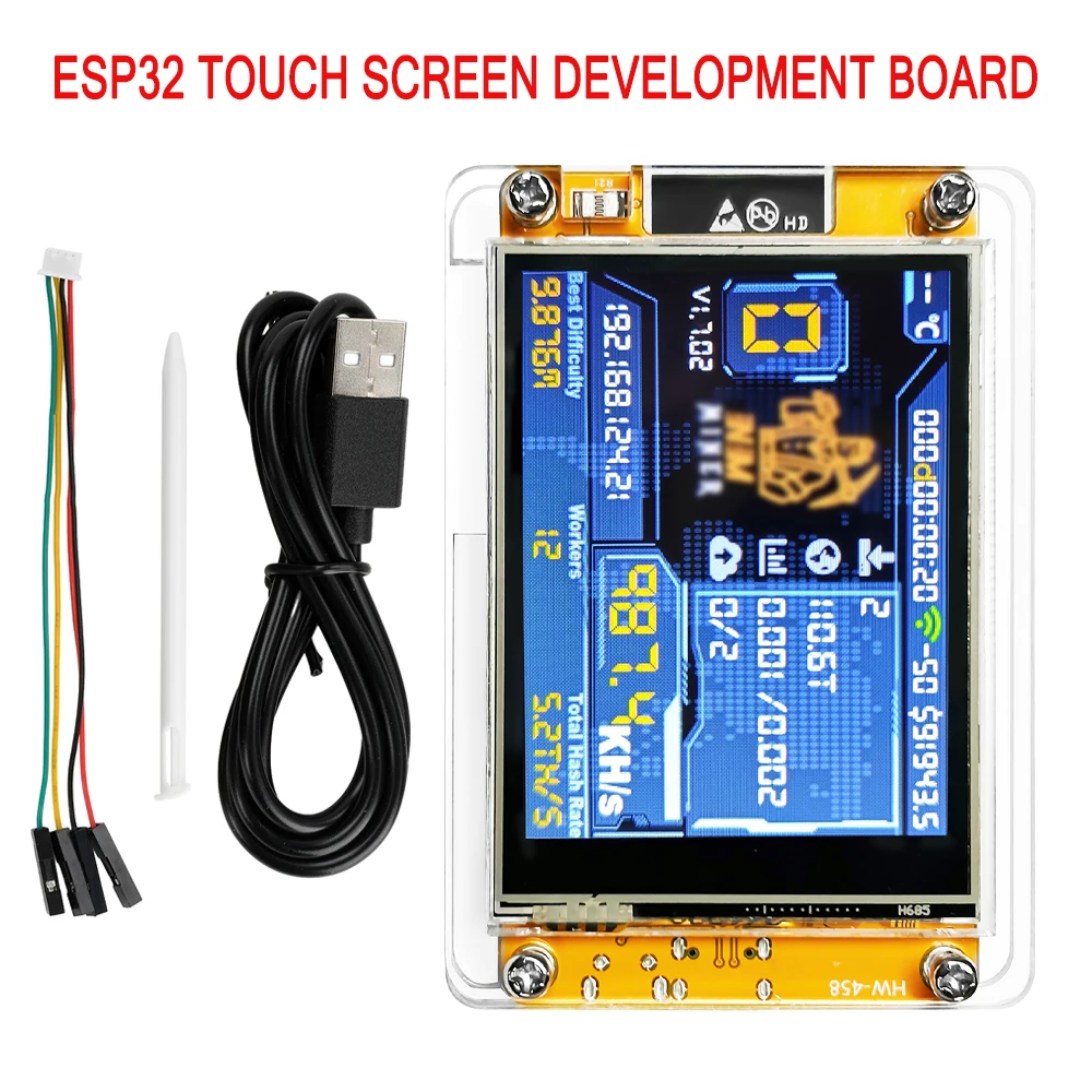 ESP32 2.8-inch OLED touchscreen development board ESP32-2432S028 development board for 1000KH/s hash rate operation Type- C