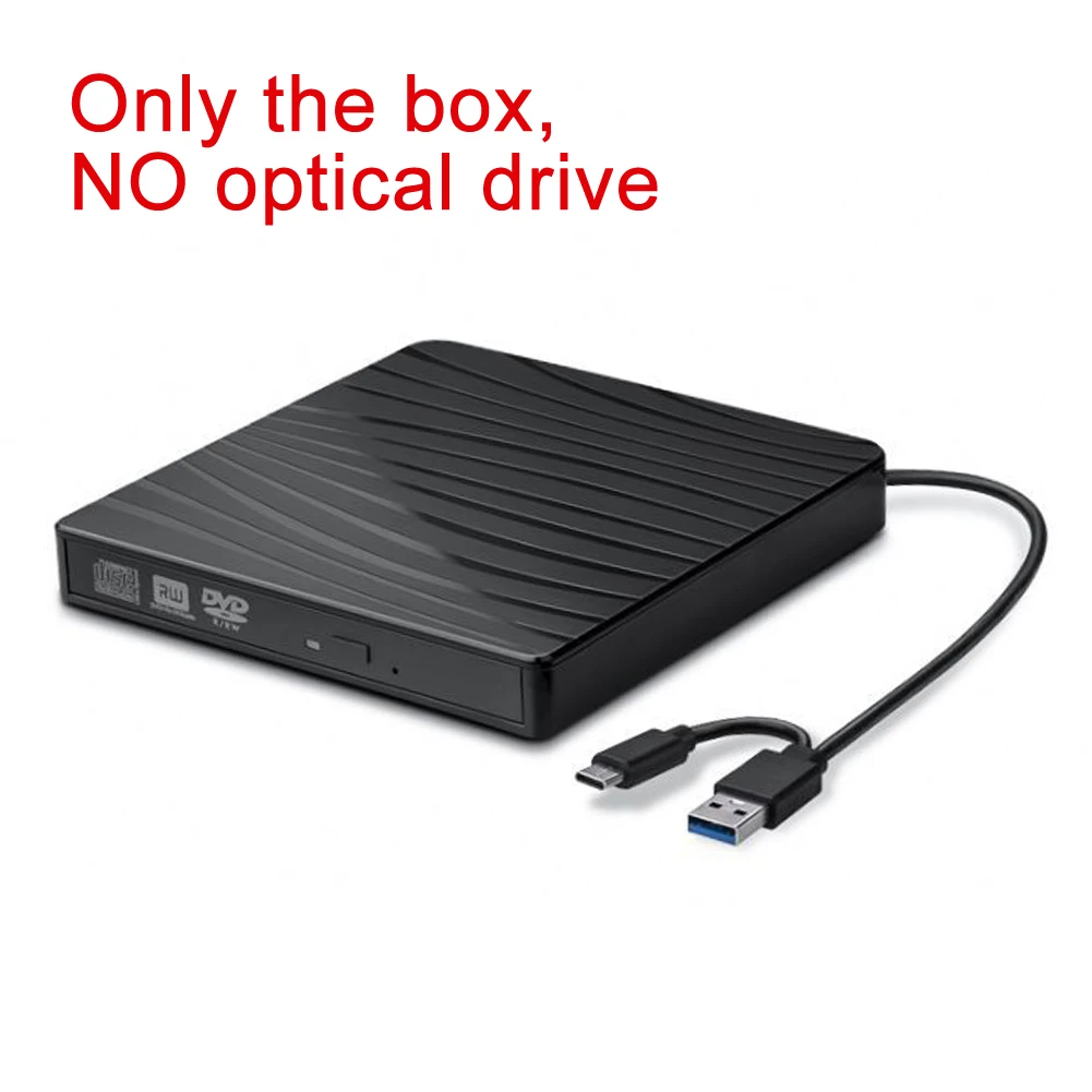 Boîtier de lecteur DVD optique externe USB 3.0 Type-C, boîtier externe pour ordinateur portable,