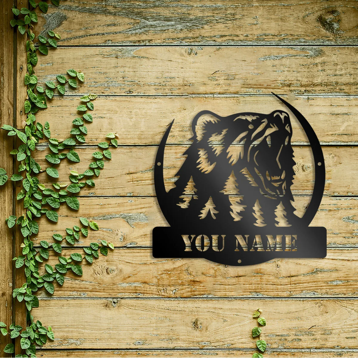 

1pc fierce big bear Customized Name Metal Wall Signs Tin Plate Signs For Kids Room Living Room Home Decor