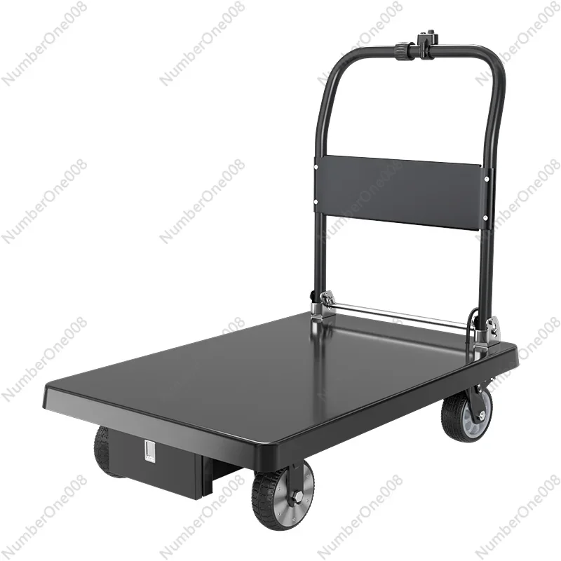 

High Load 500kg Four-Wheel Flatbed Electric Hand Truck Custom Steel Warehouse Transport Cart