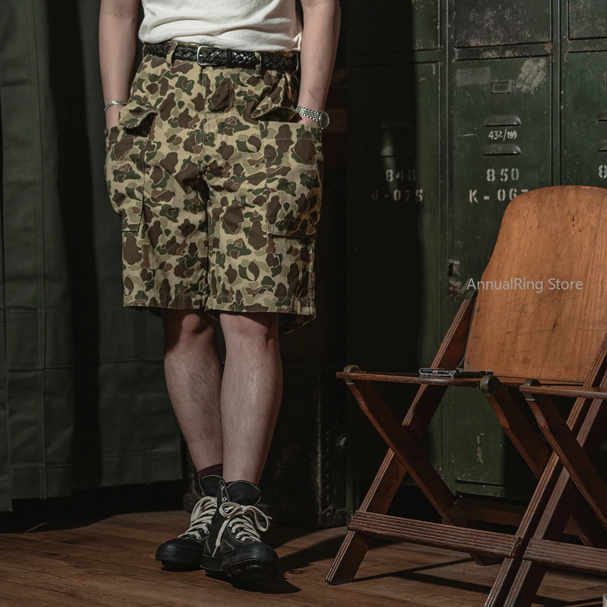 

Прочные камуфляжные шорты Bronson Army M-43 HBT Duck Hunter с карманами-карго, свободный крой, камуфляж