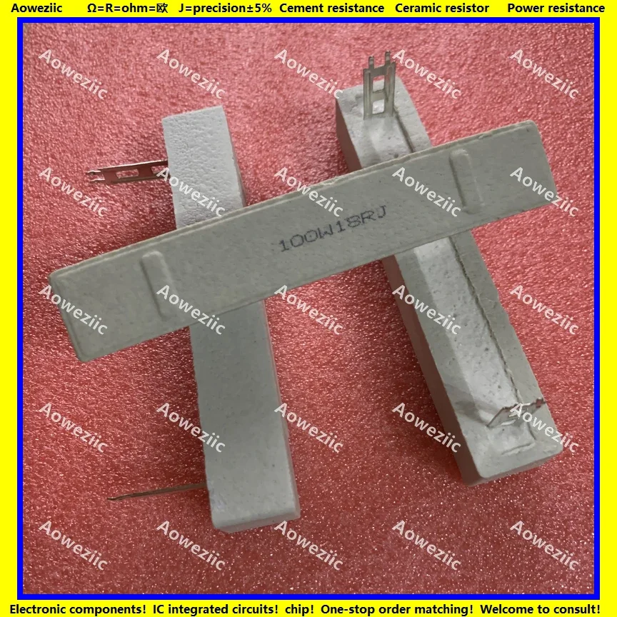 水平セメント抵抗器,100w, 18オーム +/- 5%, 100w, 18rj, 18r, 18オーム,セラミック抵抗,プラグイン,2ピース/ロット