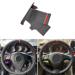 For Old Mazda 3 Axela Mazda5 Mazda6 Atenza 2004-2008 MPV 2006 Perforated Leather Car Interior Steering Wheel Cover Trim red bar