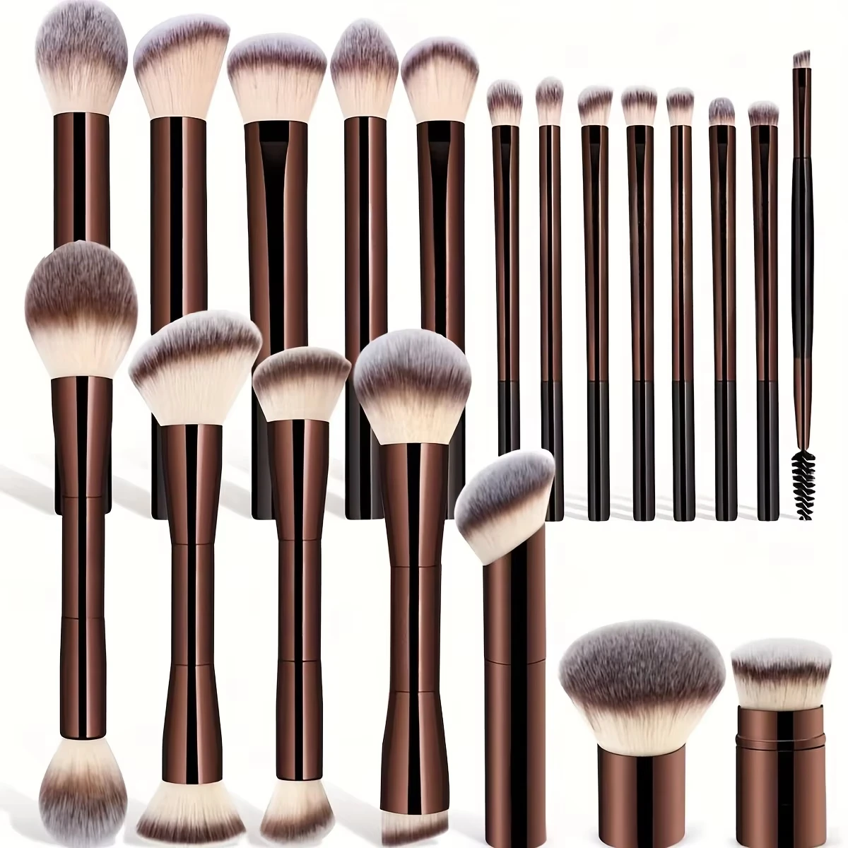 Professional Makeup Brush Set with Aluminum Handles and Soft Synthetic Bristles for Foundation, Powder, Blush, Contour, Eyeshado