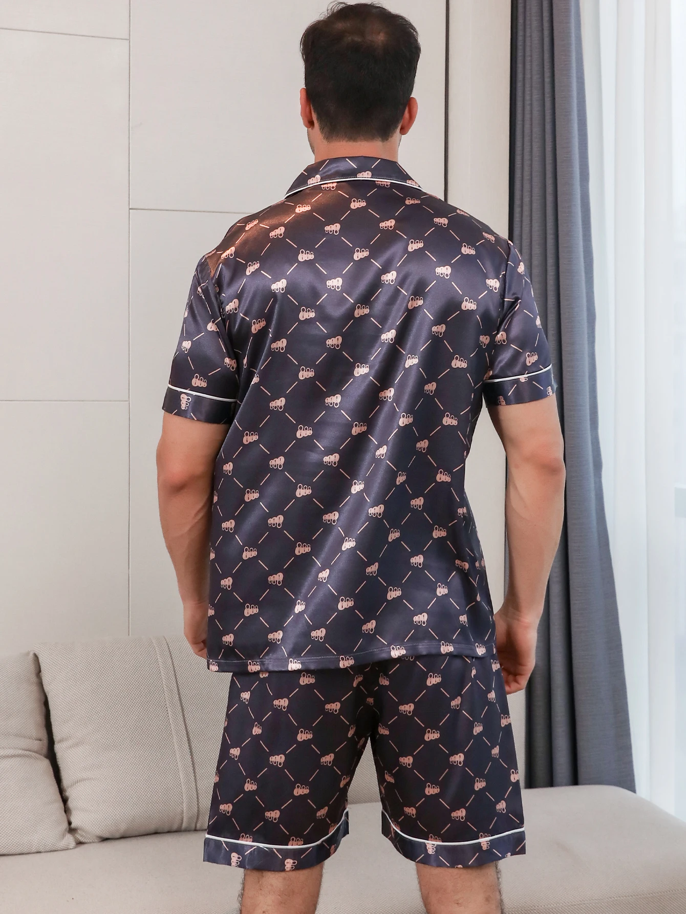 Two piece sets for men's pajamas summer short sleeved shorts exclamation mark pattern printed home clothing sleepwear set