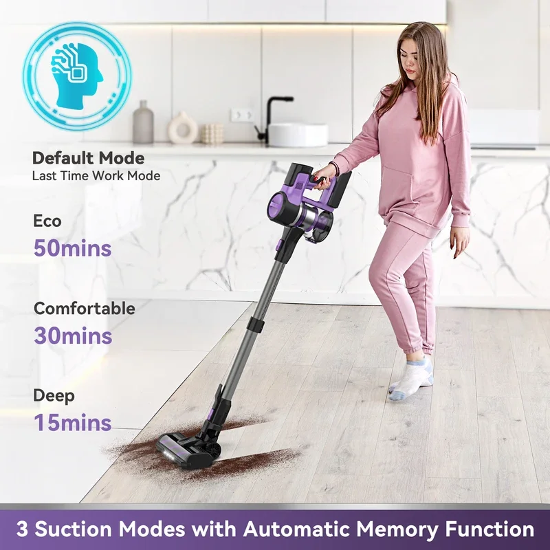 Cordless Vacuum Cleaner, 6-in-1 Stick Vacuum with 30Kpa 350W Suction, Max 50 Min Runtime Rechargeable Vacuum Cleaner