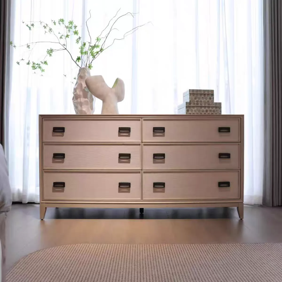 #New-style Light Luxury Style American Country-inspired Minimalist Wood Storage Cabinet Chic Bedroom Furnituredresser