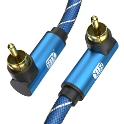 EMK RCA Cable Right Angle Subwoofer Cable Digital Audio Coaxial Cable RCA Cable for Amplifier, Speaker, TV