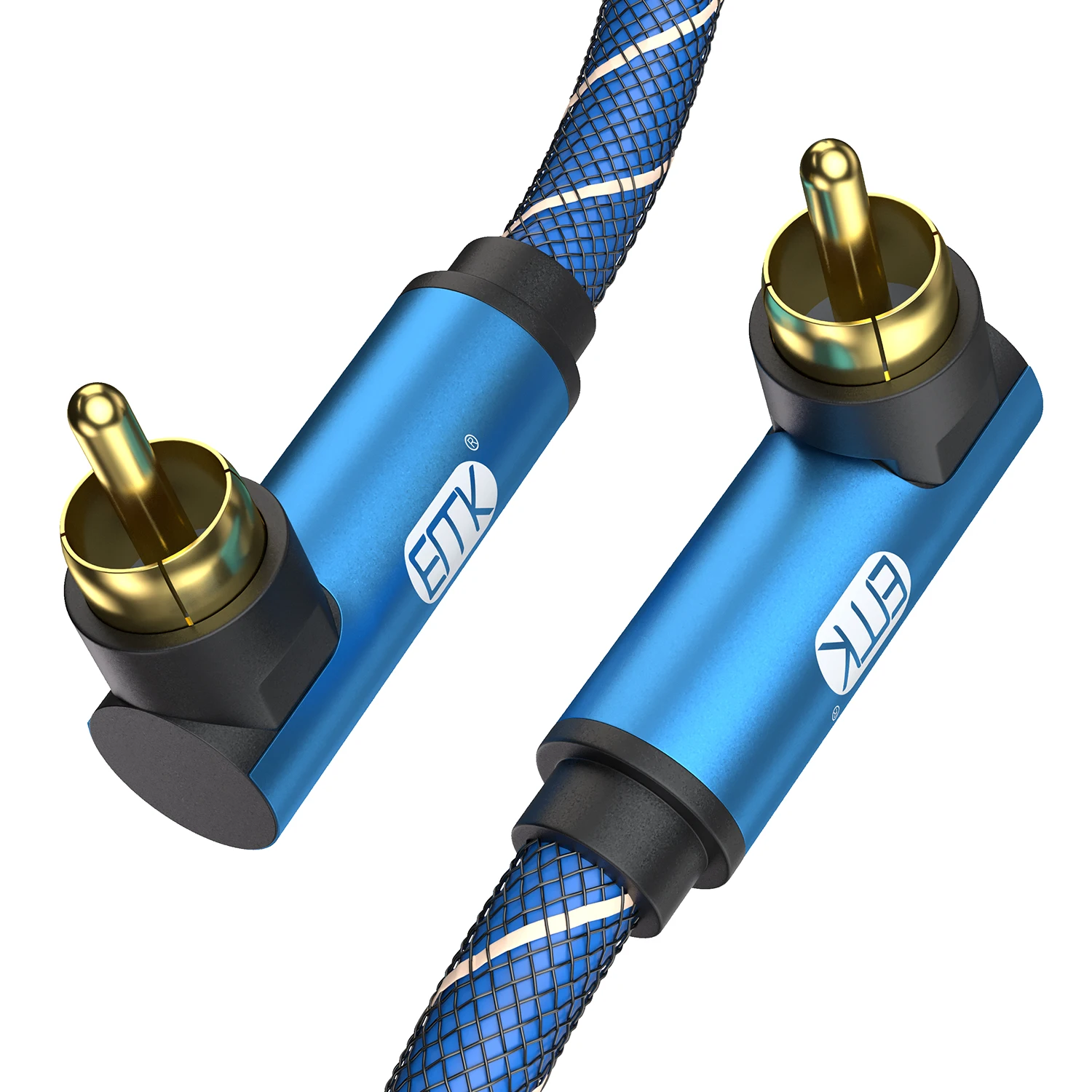 EMK RCA Cable Right Angle Subwoofer Cable Digital Audio Coaxial Cable RCA Cable for Amplifier, Speaker, TV