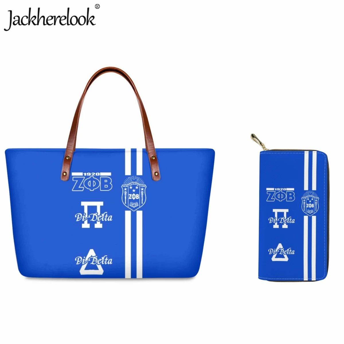 

Jackherelook Hot Zeta Phi Beta Sorority Design Women Tote Bag Shopping Travel Large Capacity Shoulderbag 2pcs/set Leather Wallet