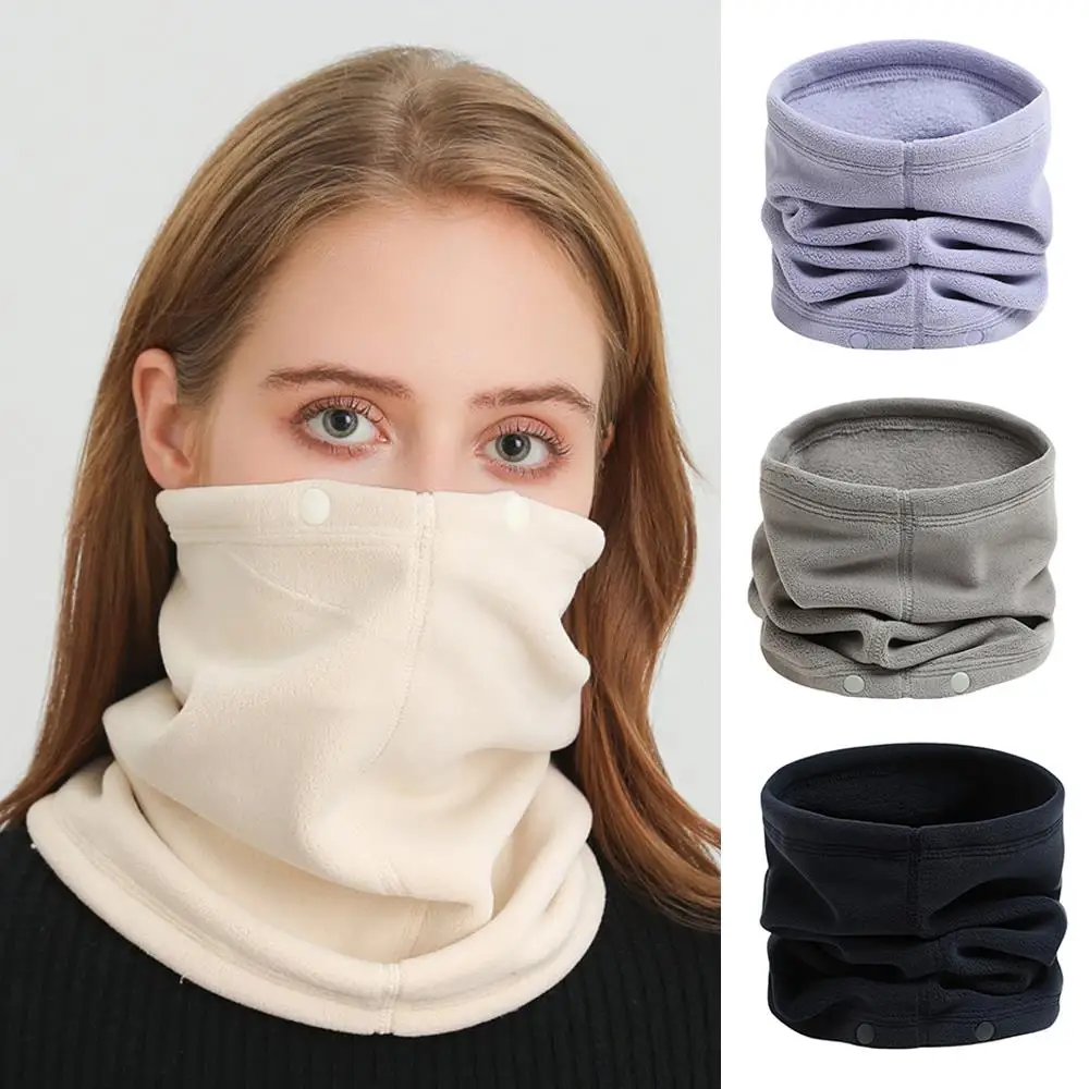 

Outdoor Neck Warmer Head Neck Wrap Neckerchief Thermal Bandana Winter Face Cover Fleece Button Scarf DIY Scarves Women шарф