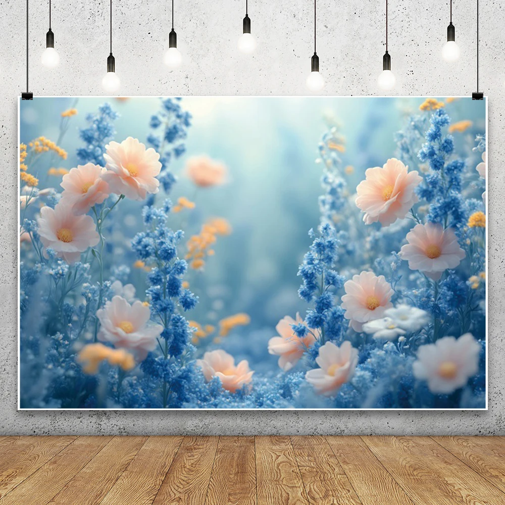 Blue White Flowers Wedding Photography Backdrop Dreamy Wonderland Fairy Park Girls Birthday Party Decor Baby Shower Backgrounds