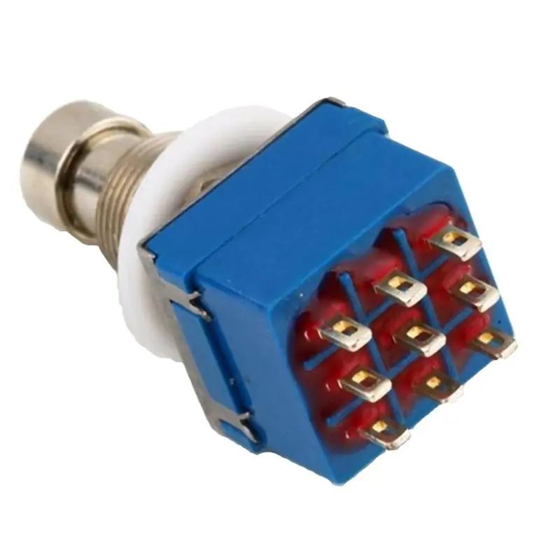 A69P-6PCS Guitar Effect Pedal Switch 3PDT Foot Switch PCB Button On-On Latching 9 Pins True Bypass Blue