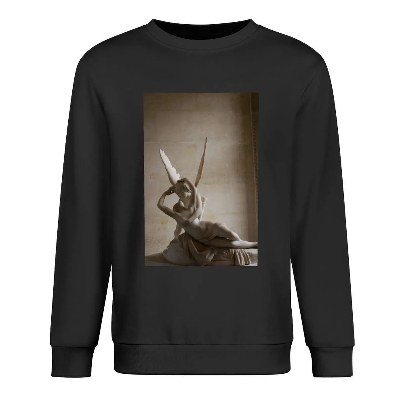 

Romantic Cupid and Psyche Lovers Statue in the Louvre Pullover korean style clothes men's winter sweater sweatshirts for men