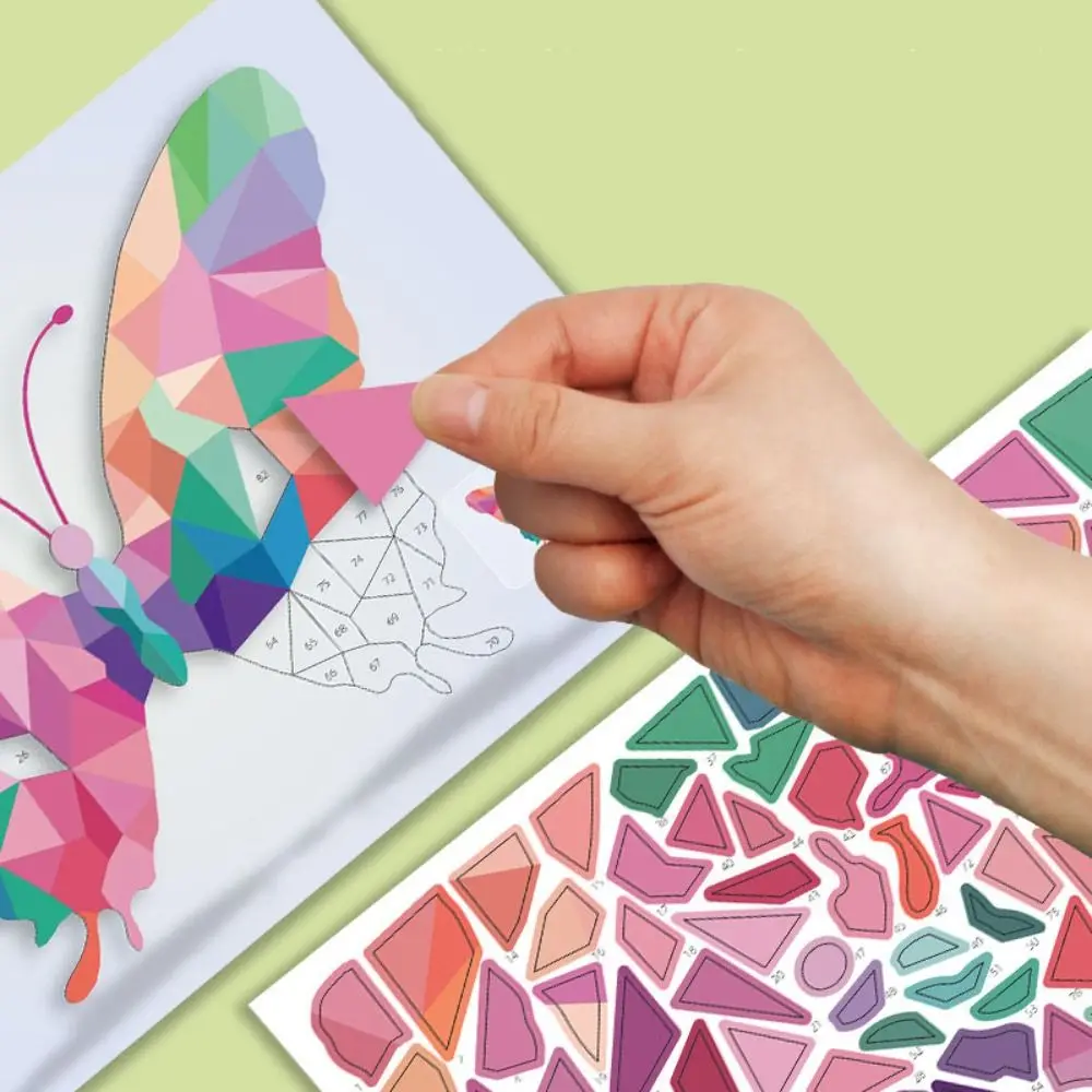 Paper 3D Geometric Sticker Books Educational Montessori DIY Paste Material Kit Cute Cartoon Animals Sticker Book Birthday Gift