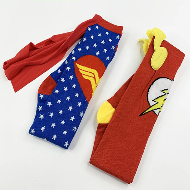 Cute Cartoon 2D Anime Cosplay Youth Calf Socks Star Lightning Knit Capes Decorated Hipster Knee-High Stockings Wholesale