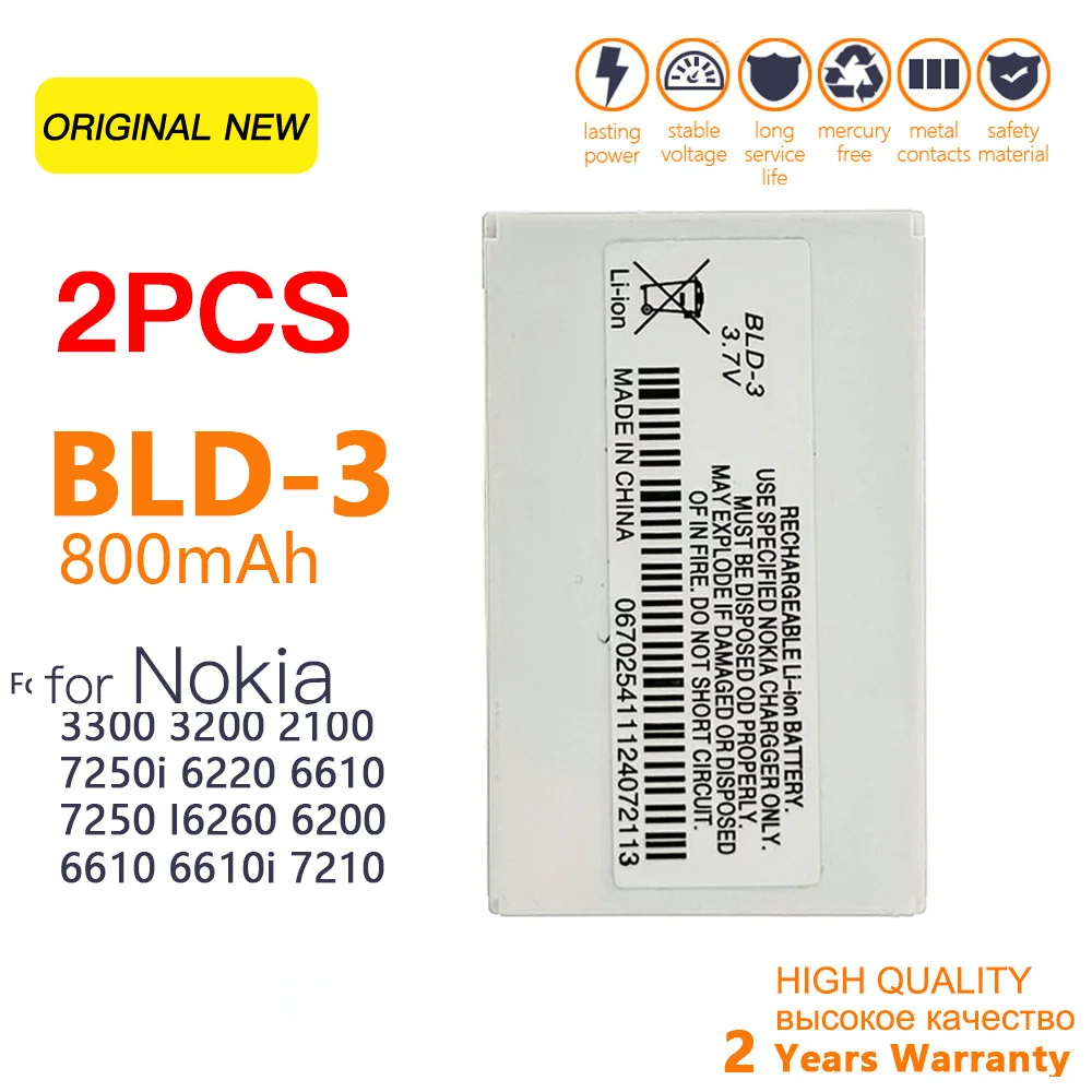 

Genuine BLD-3 BLD3 3.7V 800mAh Lithium Polymer Battery For Nokia 210 2100 3300 6220 6610 7250 I6260 6200 6610 6610i 7250i BLD-3