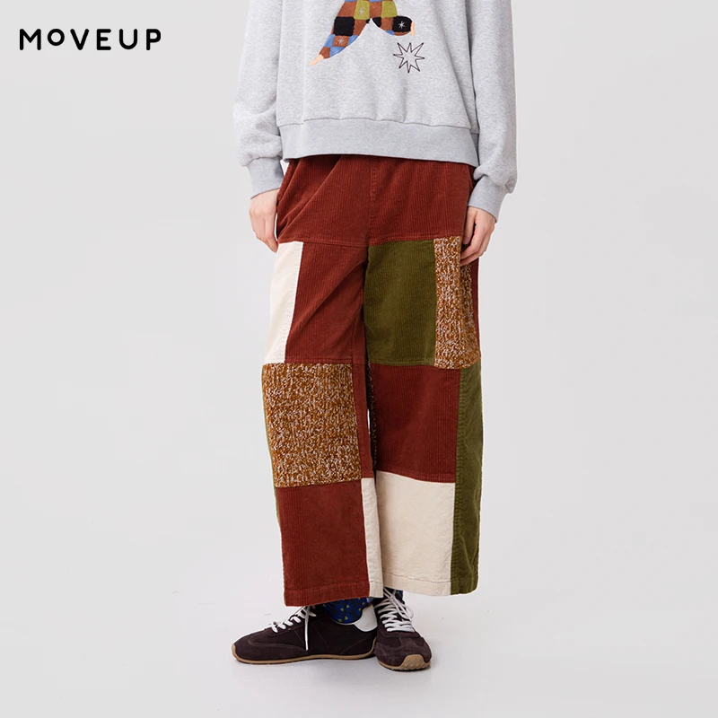 MOVEUP Women's Pants FUN Series Color Block Straight Leg Trousers with Slant Pockets 2026 New Commuter Winter Clothes 3ELD20120