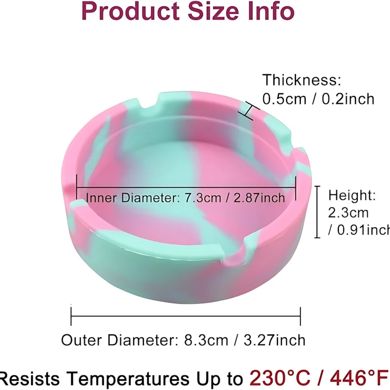 منفضة سجائر من السيليكون - سميكة، محمولة، غير قابلة للكسر، منزل/خارج، رخام/مموه/توهج في الظلام #6