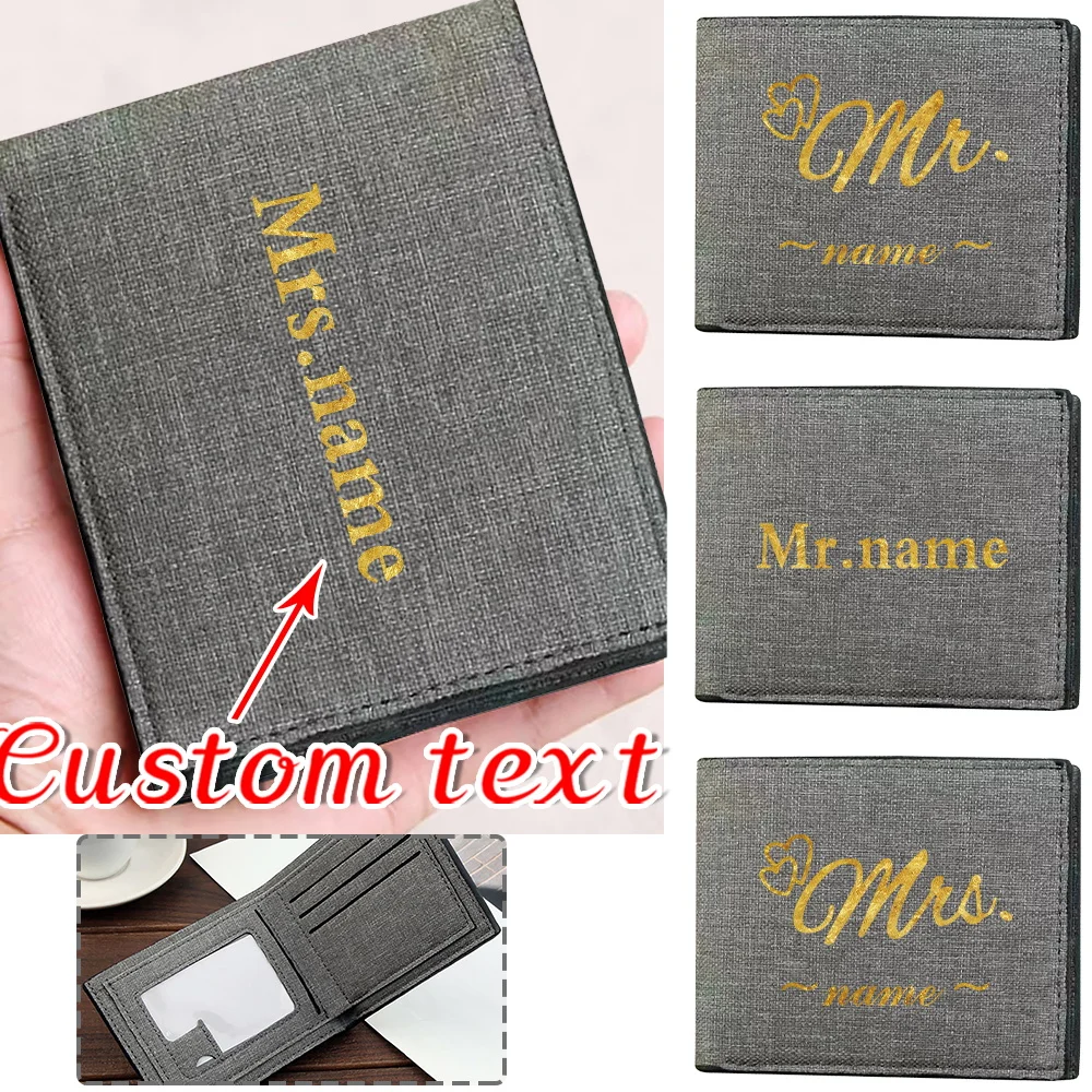 

Customized Name Grey Wallet ID Card Bank Card Multi Functional Storage Bag High Quality Durable Wallet Customized Product