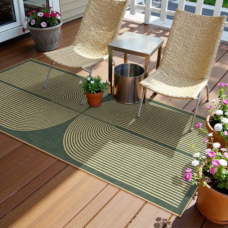 VIKAMA Retro Line Runner, Simple Non-Slip Washable Long Rug for Kitchen, Corridor & Laundry Room, Durable Home Decor