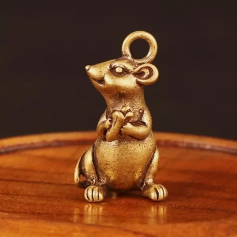 Mini Lucky Brass Rat Ornaments Figurine Mouse Statue Home Decorations
