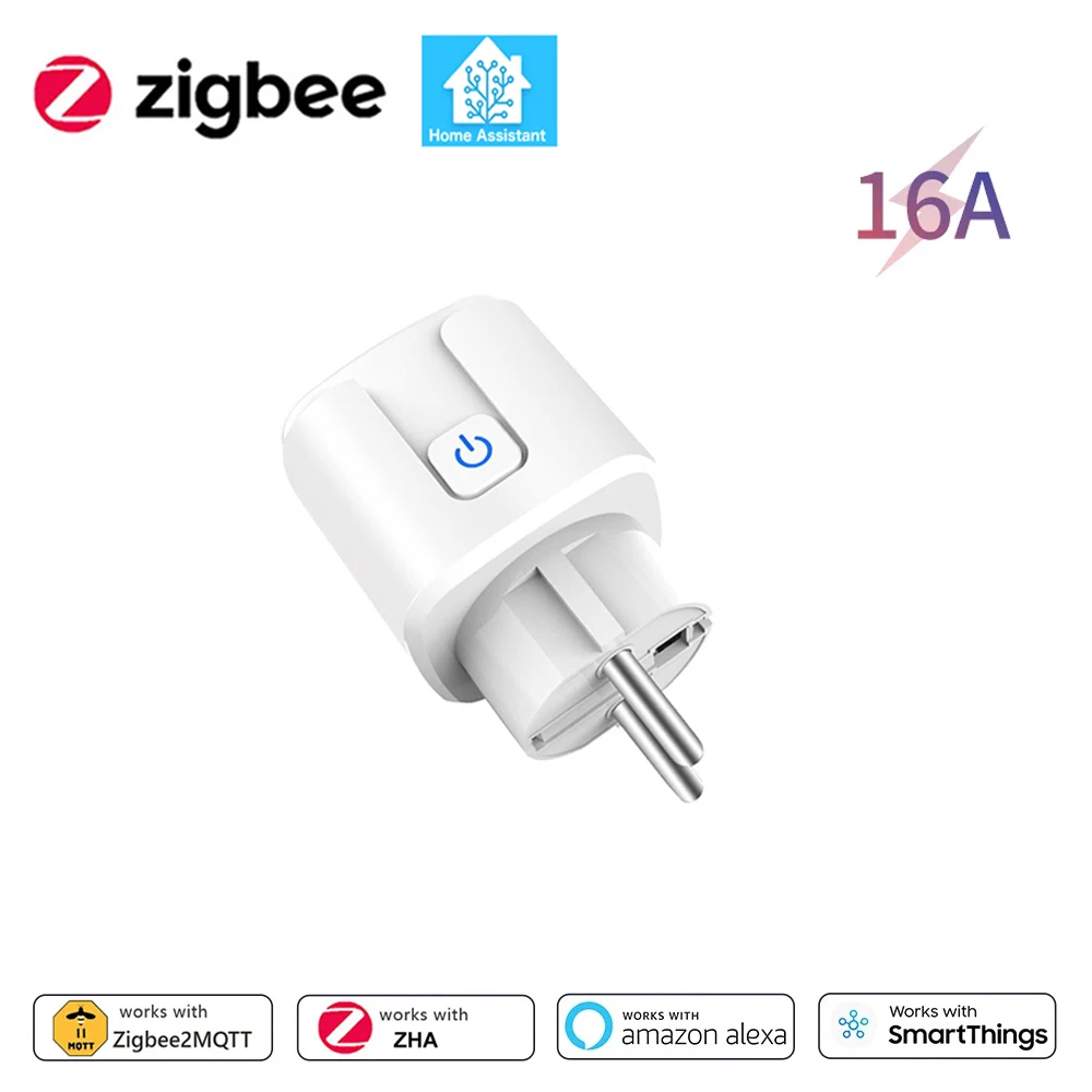 Home Assistant Zigbee EU Smart Plug 20A/16A Smart Socket met Power Monitoring Timing Functie APP Controle Werkt met Alexa Z2M