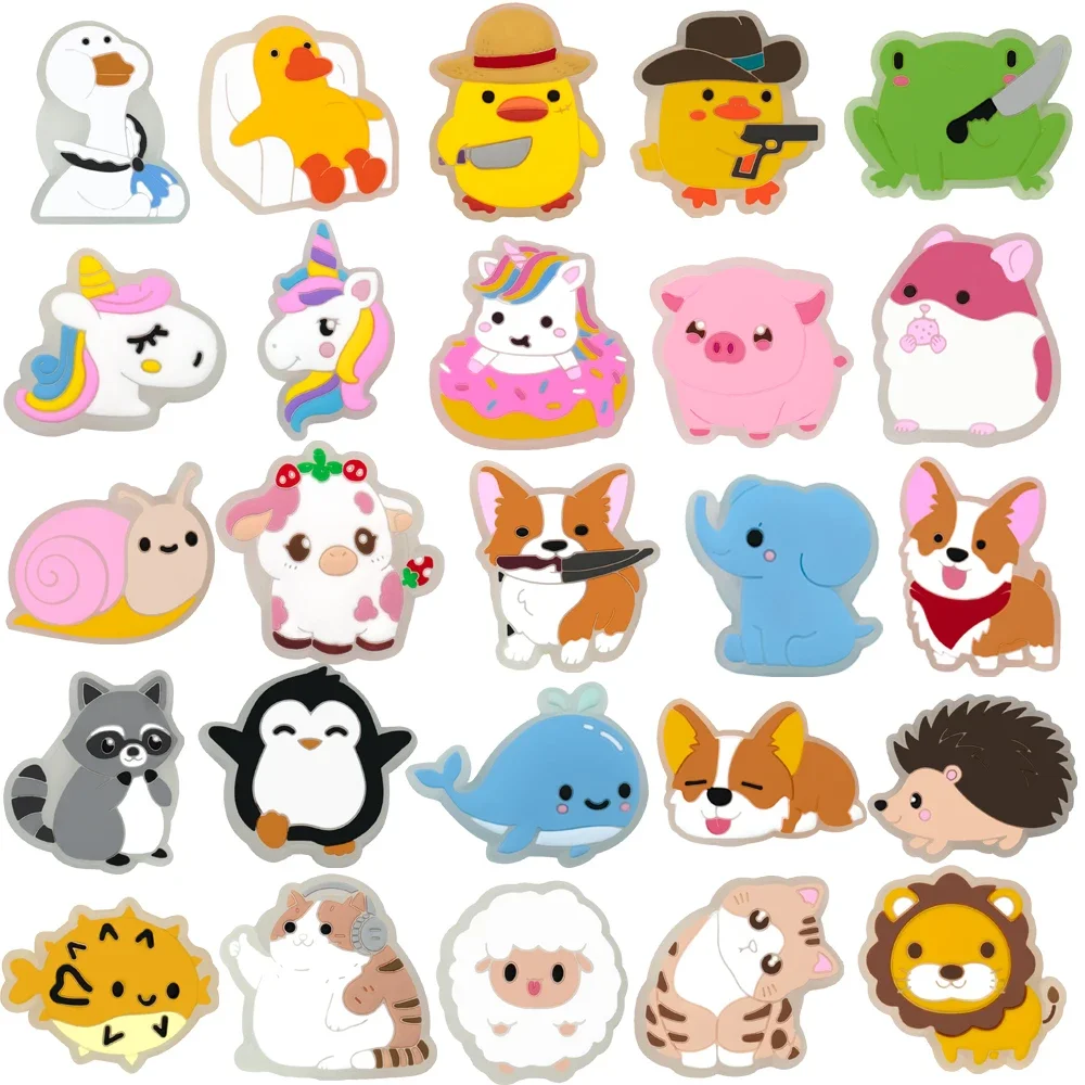 1 Stück süße Wal-Einhörner, Pinguine, Schuhanhänger, beleuchtete Enten, Schweine, Katzen, Schuhdekorationen, Kühe, Frösche, Sandalen, Anstecknadeln für Frauen und Kinder – Detail 1