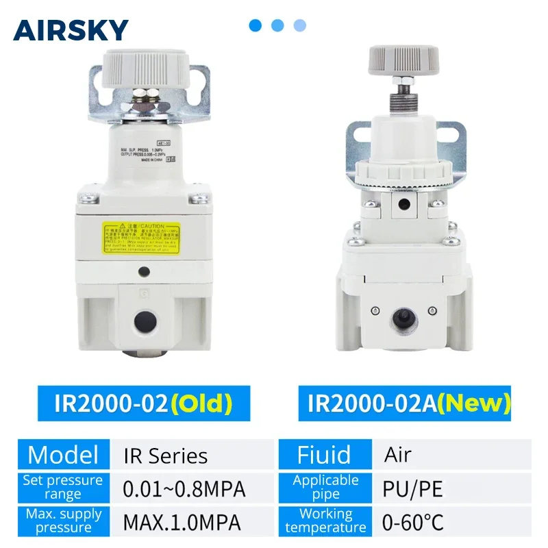 IR Precision Air Pressure Regulator IR1000 IR2000 IR3000 1/8 1/4 3/8 G/NPT Thread Digital/No Gauge for Air Compressor FRL Unit