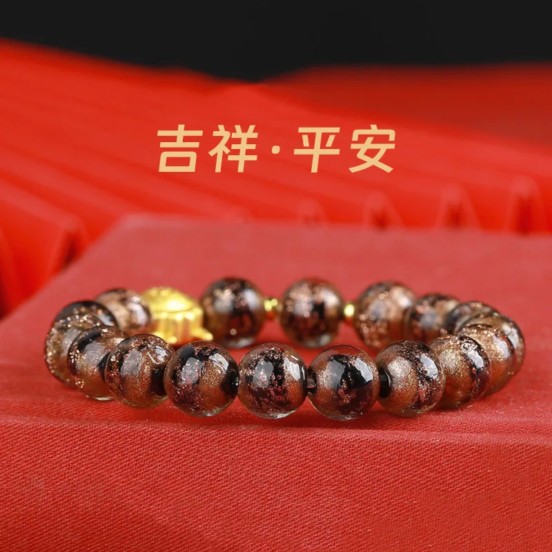 2026 Ash Glazed Glass Bracelet Dumpling Horse Year Buddhist Bead Bracelet for Men and Women Gifts