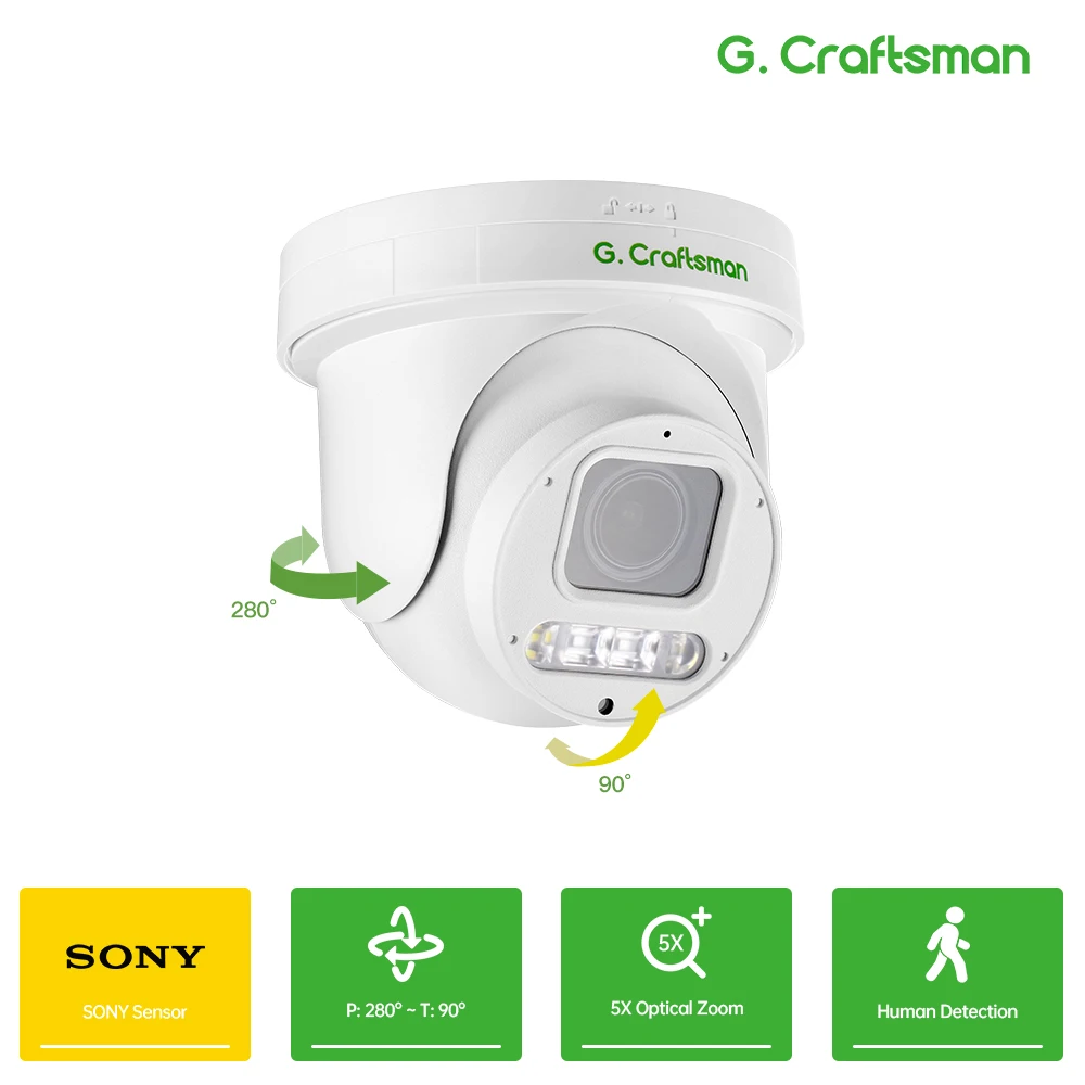 GC PS9, 5X POE PTZ, Zoom 2,7-13,5 mm, 8MP 5MP, Audio S-ONY, RTMP, Vigilancia, Seguridad, LED AI Vídeo CCTV G.Craftsman