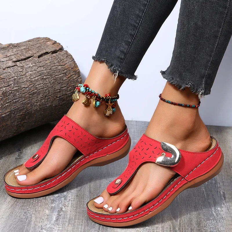 2024 New Women Slippers Summer Ladies Flip-flops Wedges Open Toe Platform Sandals Holiday Casual Slip on Beach Shoes for Women