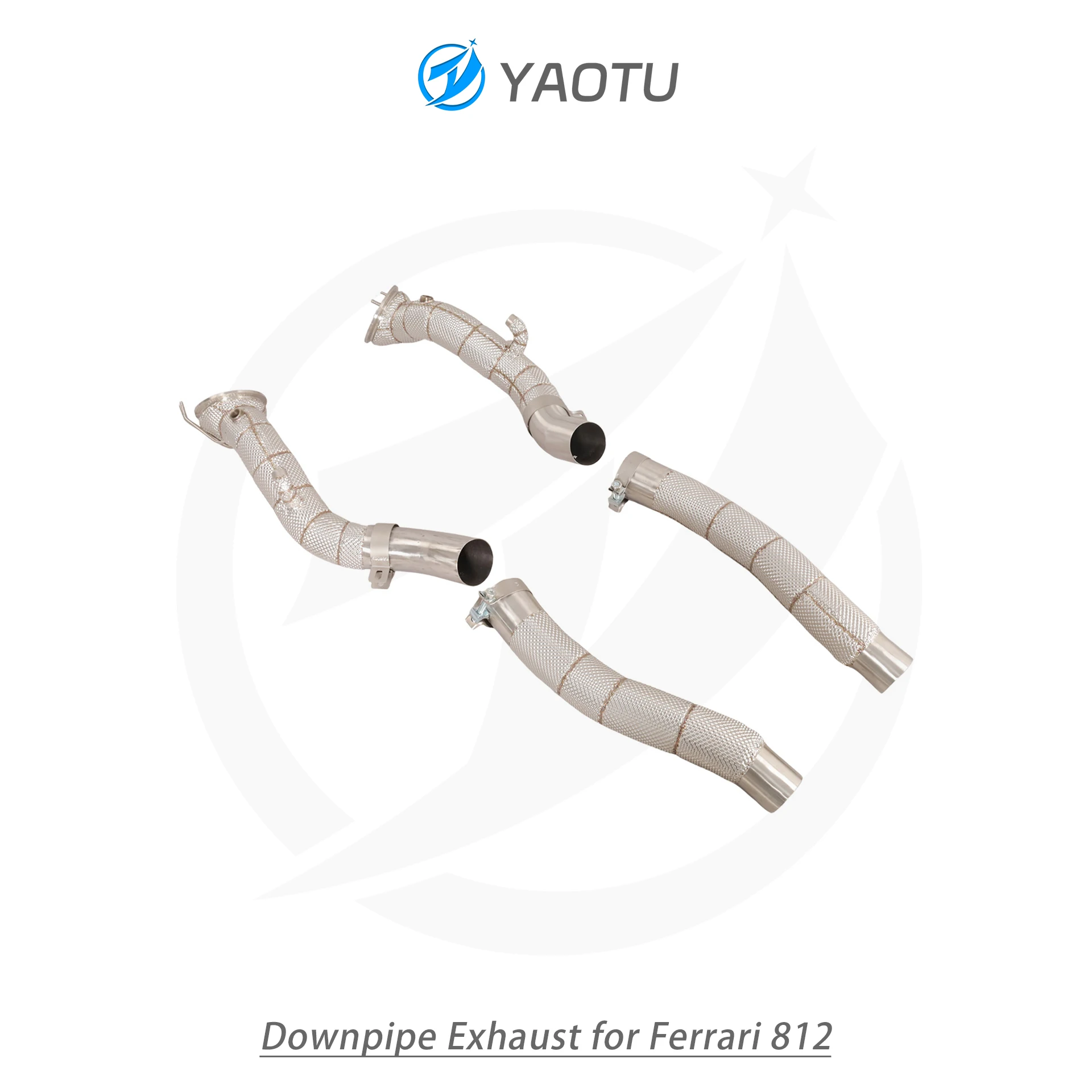 YT Hot Sale Stainless Steel Straight Through Exhaust Downpipes with Heat Insulation & OPF Suitable for Ferrari 812