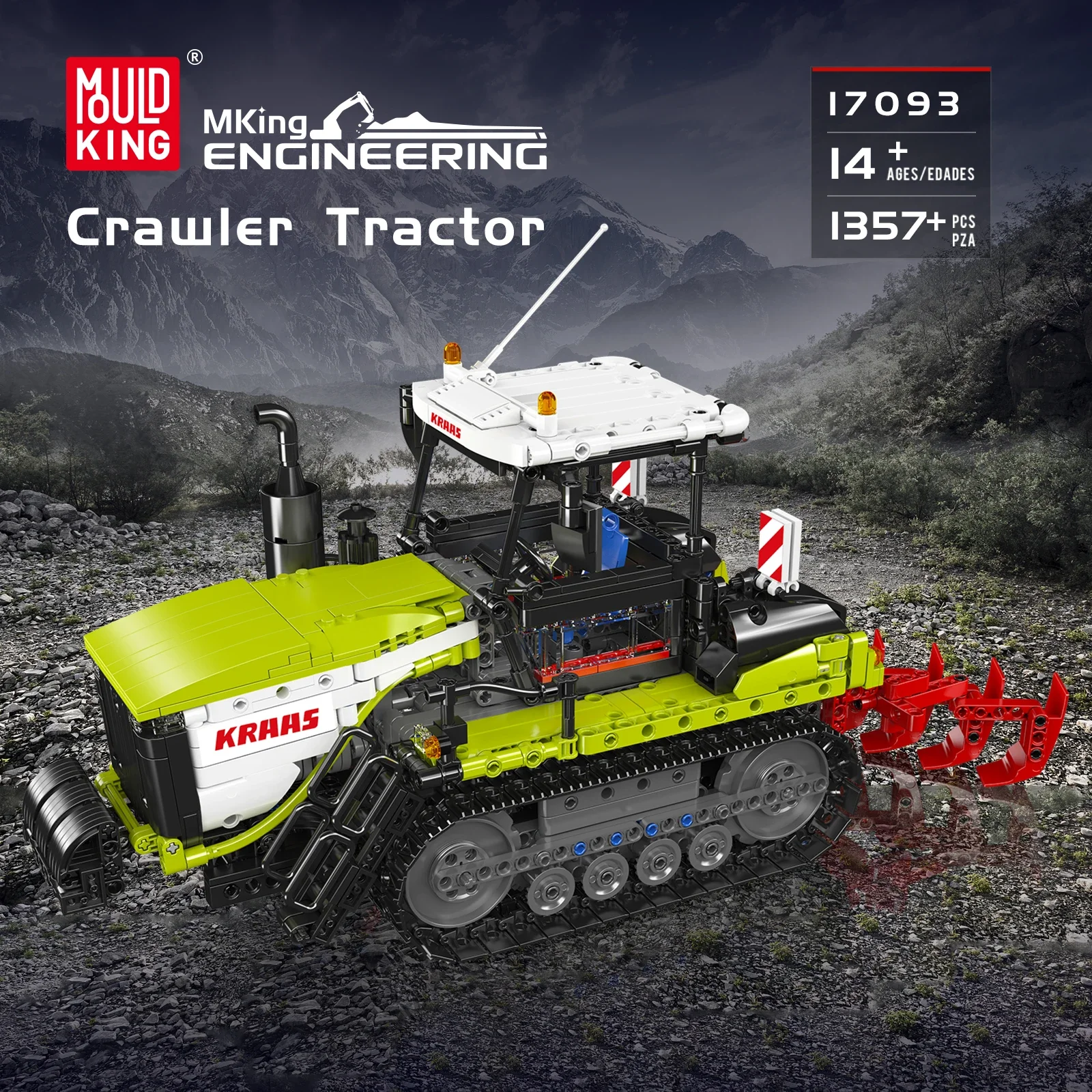 

Mould King 17093 MOC 1357Pcs Crawler Tractor Tracked Building Blocks Set - Mini Particle DIY Bricks Toys Model Kids Stem Gift