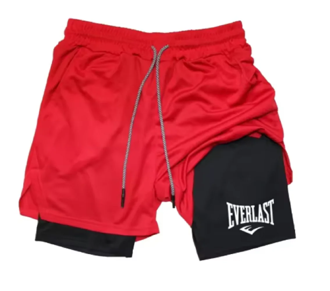 

Мужские компрессионные шорты для фитнеса, спортивные брюки с принтом, двухслойные, быстросохнущие, баскетбольные, пляжные, двухслойные, для фитнеса с мышцами