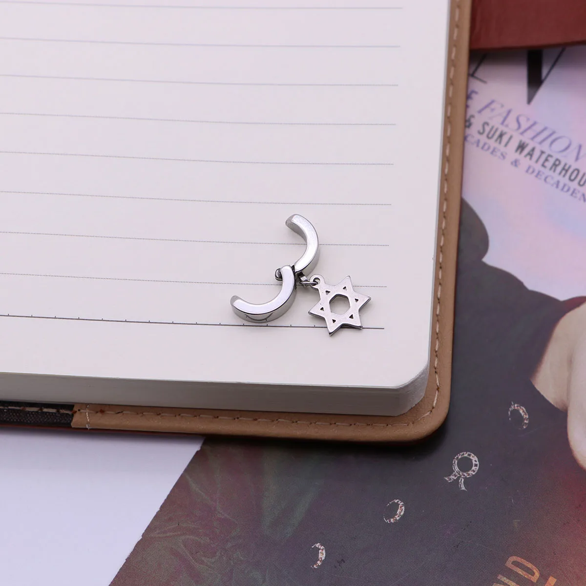 

Pair No Piercing Ear Clips Steel Color Hexagram Solid Durable Daily Jewelry Ear Cuff Clip Earrings Fashion Accessories