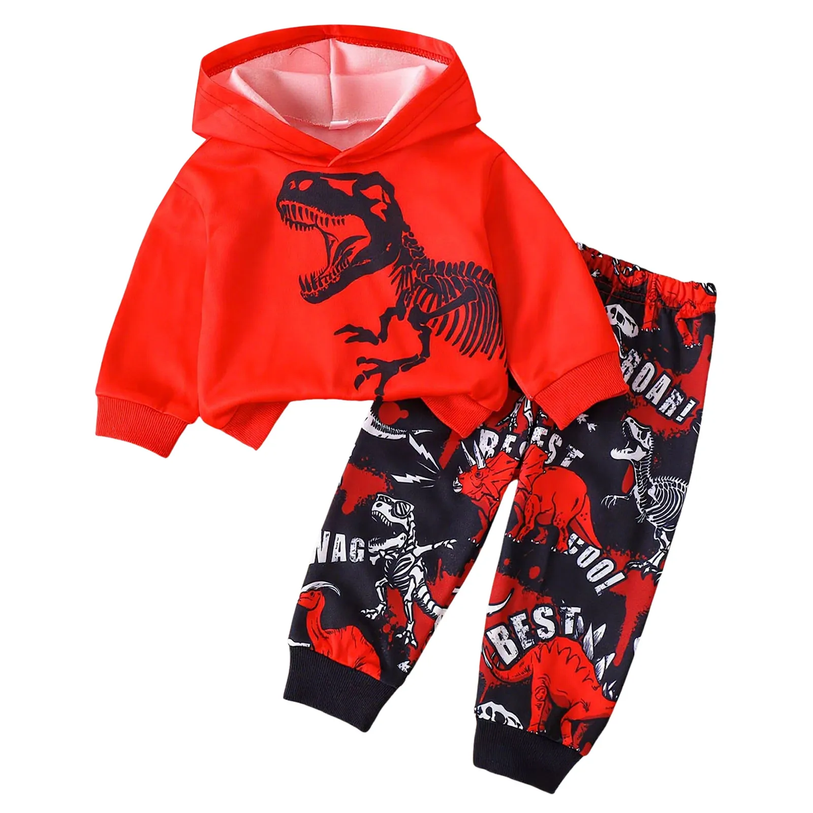 

Baby Boys 3 Piece Baby Boy Spring And Fleece Hooded Dinosaur Long Sleeved Shirt Long Pants Casual Suit Boy Clothes 12months
