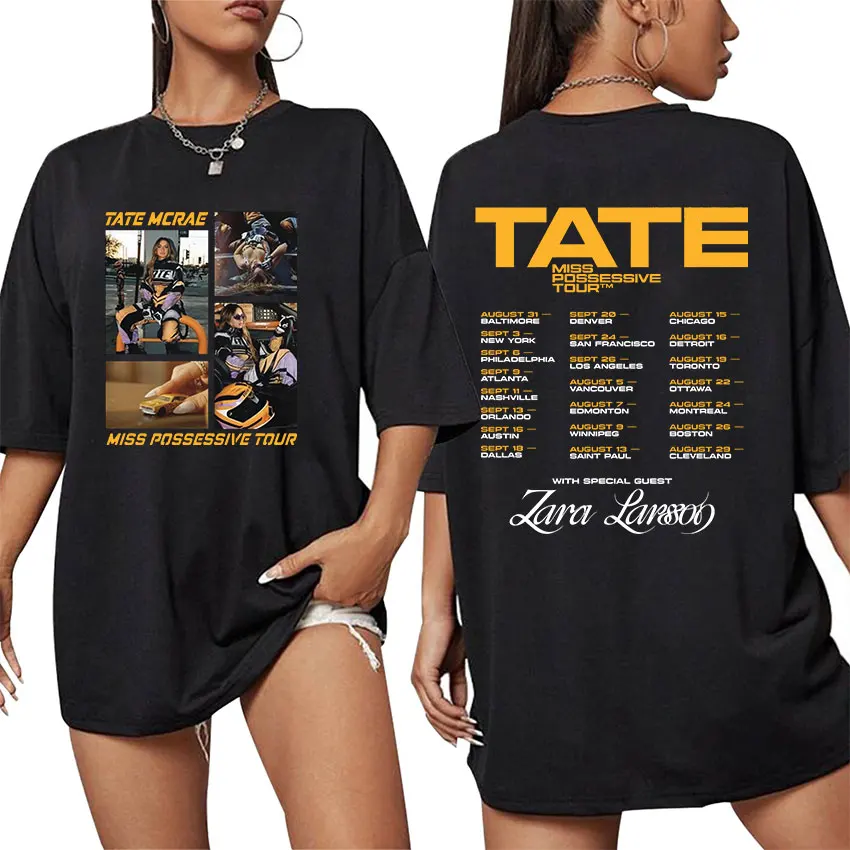 Tate McRae Miss Possessive Tour 2025 Graphic T Shirts Men Women Fashion Oversized Cotton T-Shirt Retro Harajuku Tshirt Fans Gift