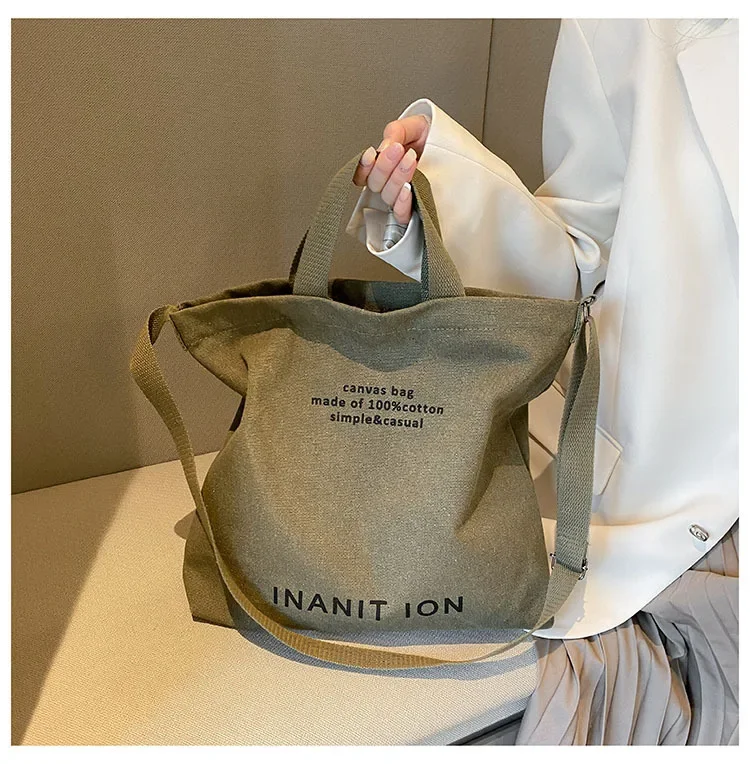 Waschbare, dicke Handtasche, modische Tasche mit großem Fassungsvermögen, japanische einfache Canvas-Umhängetasche, Unisex-Umhängetasche für Studenten, für den täglichen Gebrauch – Detail 25