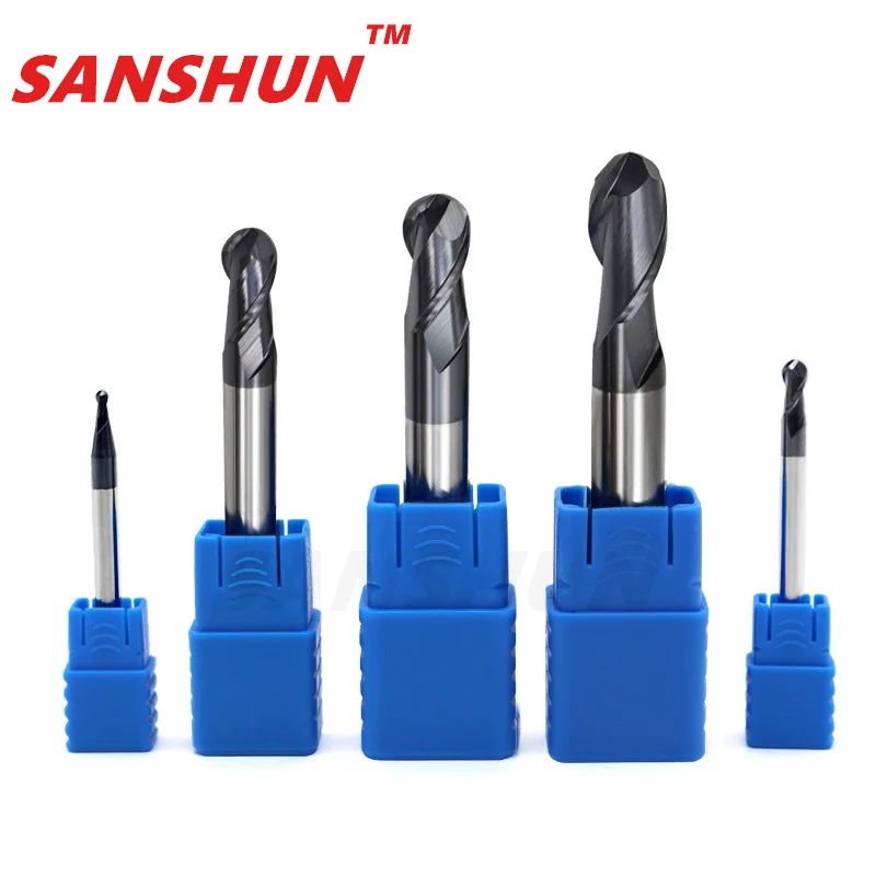 Milling Cutter Alloy Coating Tungsten Steel Tool Cnc Maching Hrc50 Ball Nose Endmills SANSHUN Top Milling CutterMachine Endmill