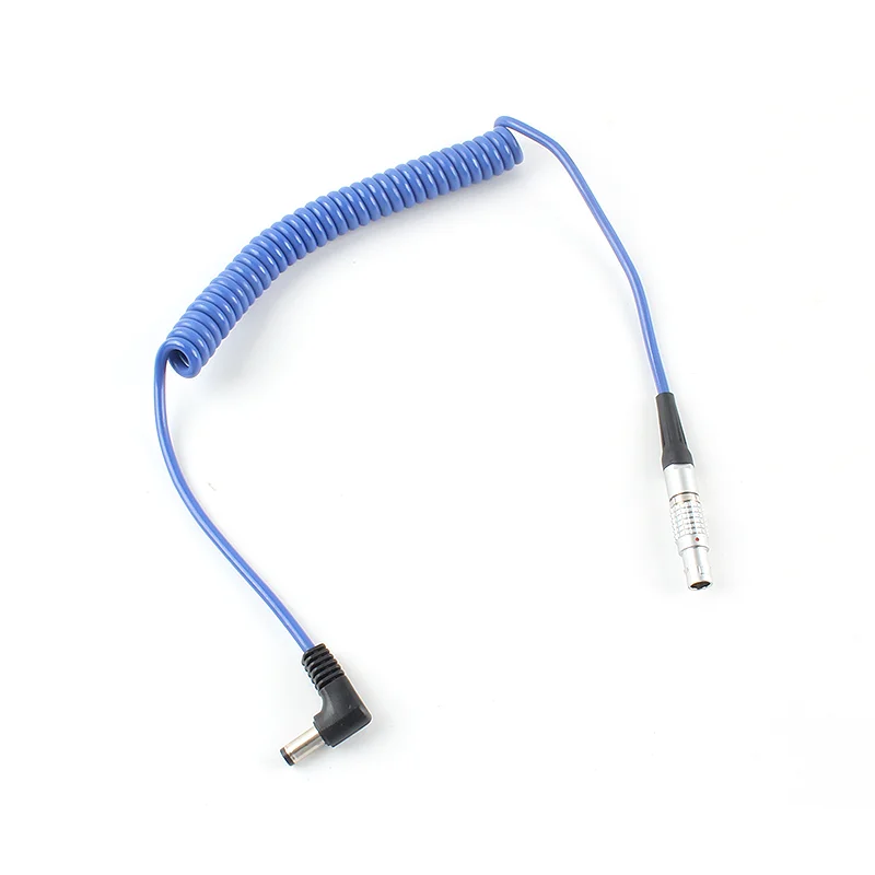 DC to LEMO Coiled Power Cable Blue Spring Cord Right Angle DC Plug for Camera Monitor Filmmaking Power Supply