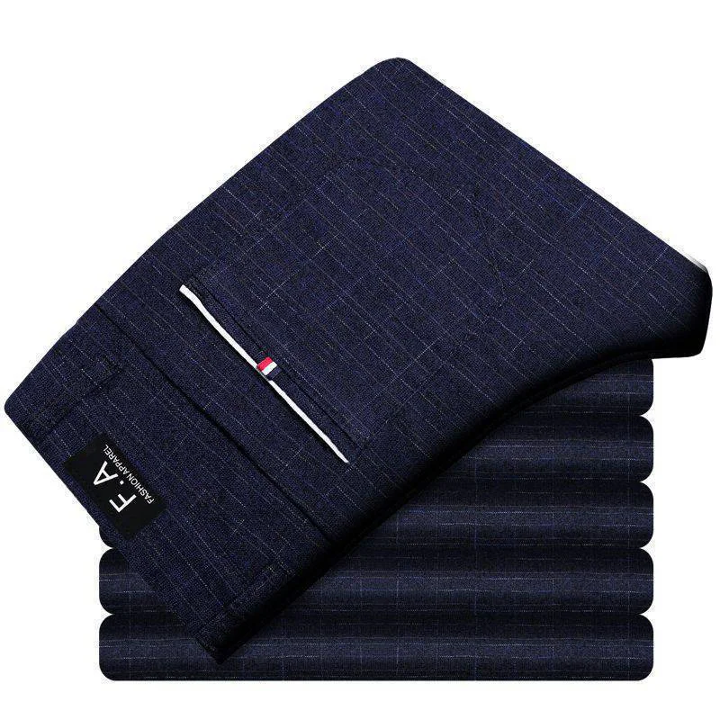 Men's Comfortable Breathable Cotton Casual Pants Men's Fashion Slim fit Straight Korean style Stretch Black Gray Blue Men's Pant