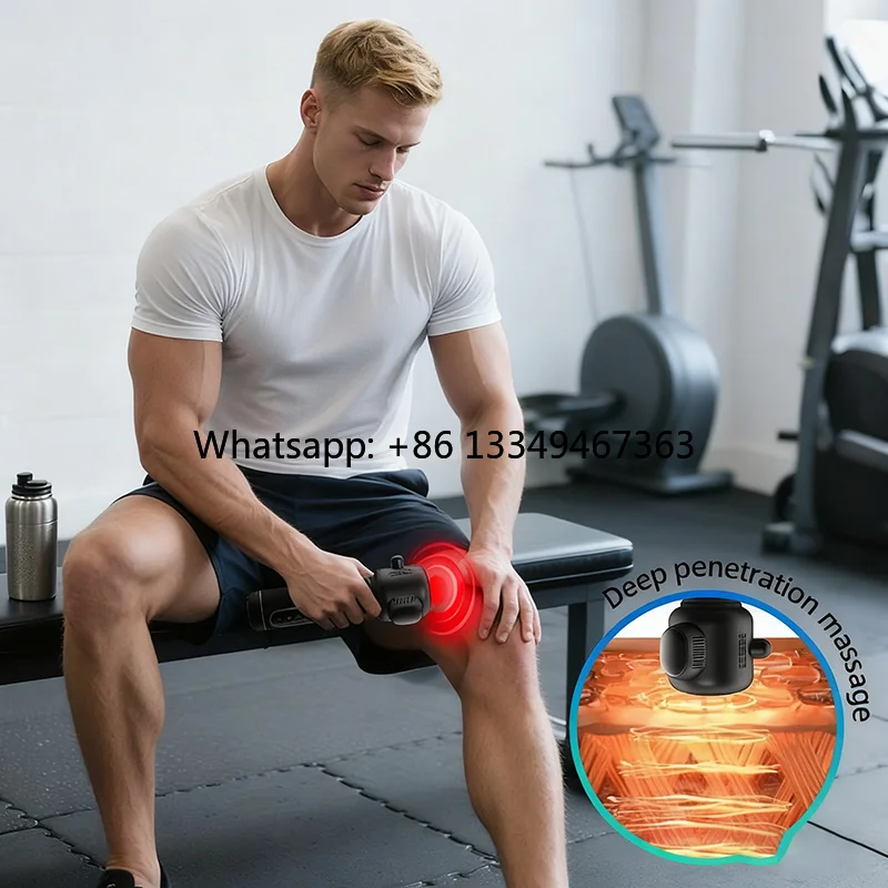 Professional 4 Heads Booster Sports Vibration Deep Tissue Body Massage Machine Muscle Facial Massager Gun