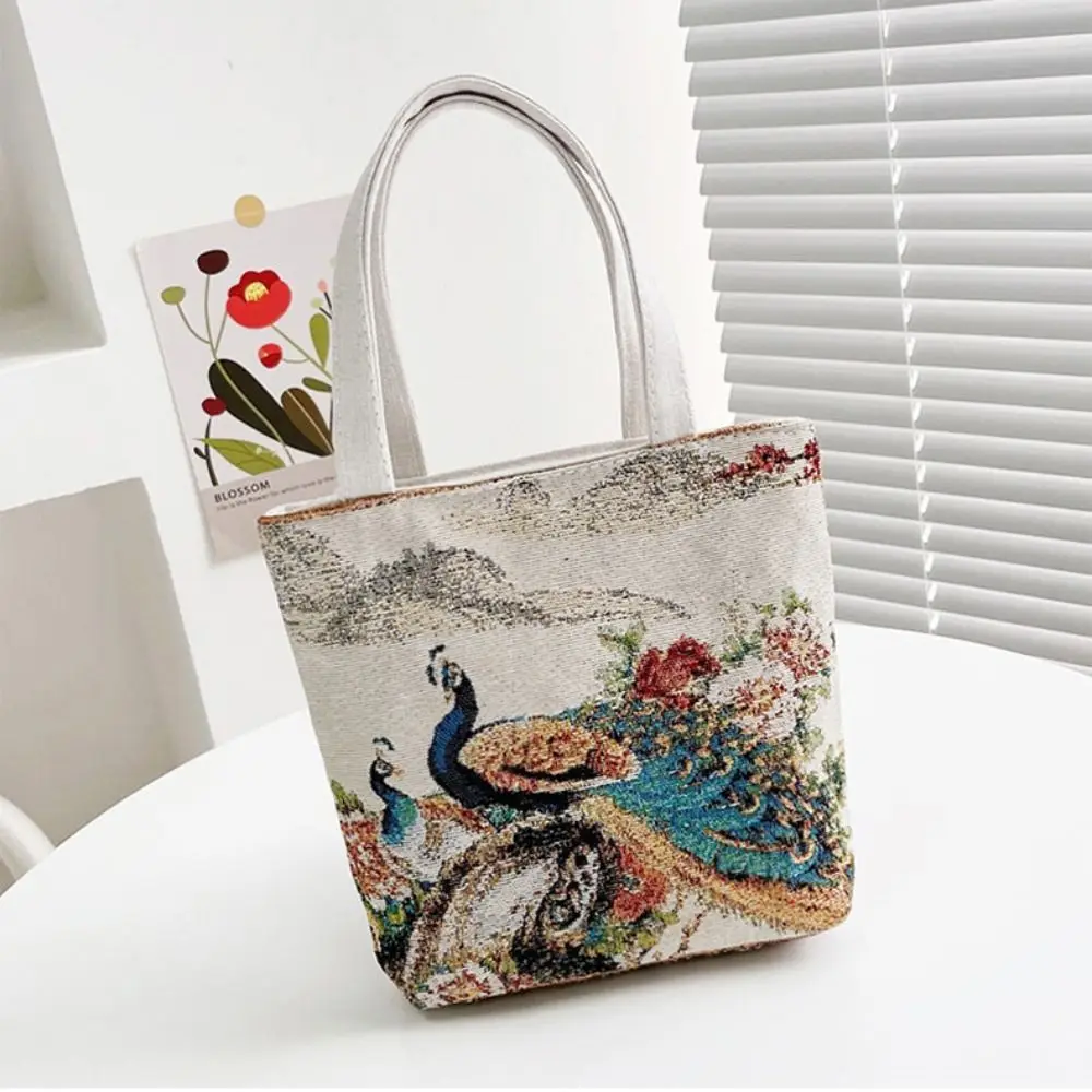 

New Nylon National Style Handbag Embroidered Owls Flowers Butterflies Handbags Wallets Large Capacity Print Shopping Tote Women