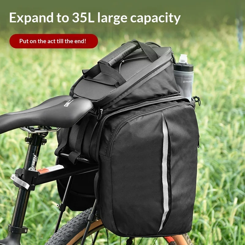 

35L Acrunu Bicycle Rear Rack Pannier Bag Waterproof Large Capacity Expandable For Mountain Bike Cycling Outdoor Riding Storage