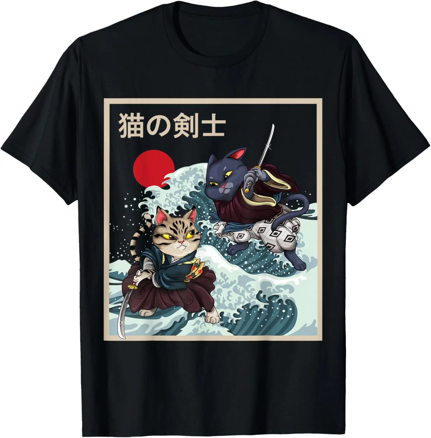 Vintage Japan Samurai Neko Asia Kanagawa Cat T-Shirt