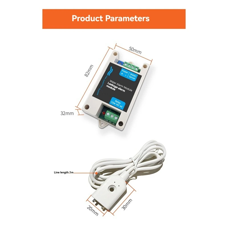 Detector de vazamento de água válvula de desligamento automático alarme módulo sensor de imersão de água cabo módulo de alarme de transbordamento doméstico