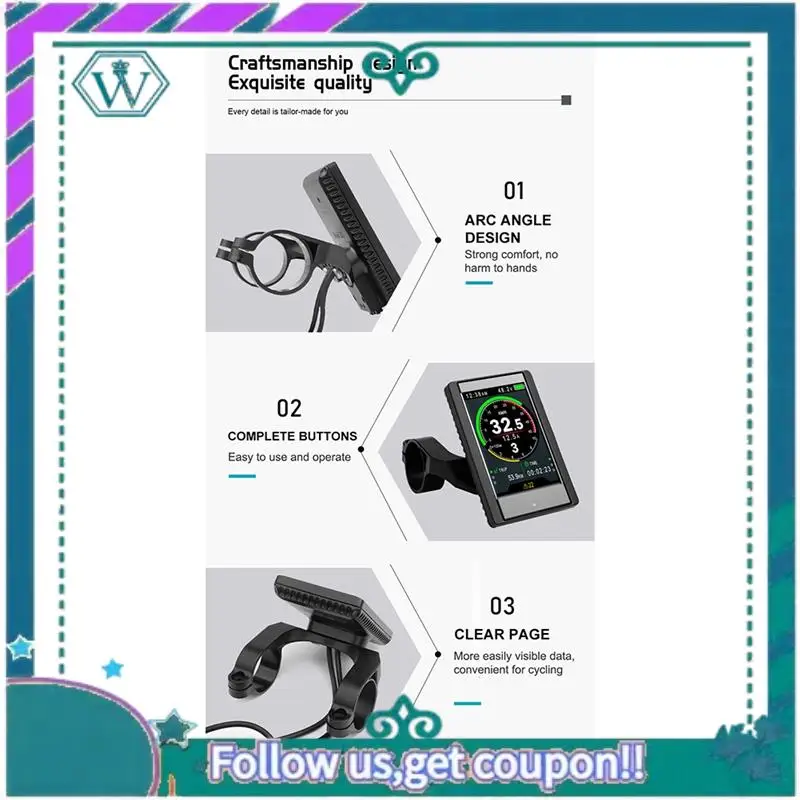 Upgraded Electric Bike LCD Color Display 850C UART Protocol For Bafang BBS01B BBS 02B BBSHD Mid Motor Conversion 5Pin Female