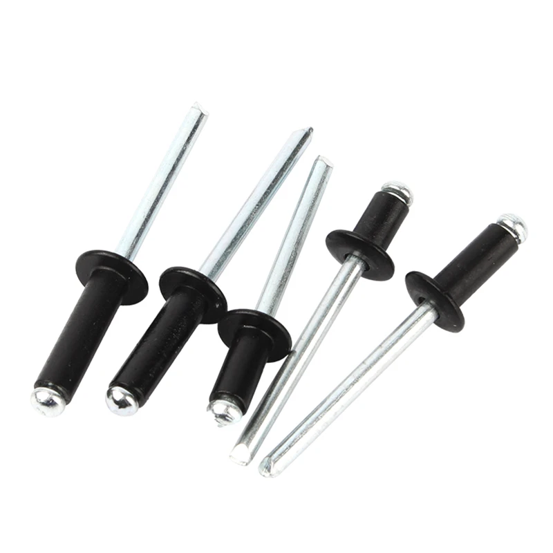 Leijiu M2.4 M2.8 M3.2 M3.6 M4 M5 M6 M6.4 Schwarze Aluminium-Blindnieten mit Pilzkopf und Brechdorn – Detail 4