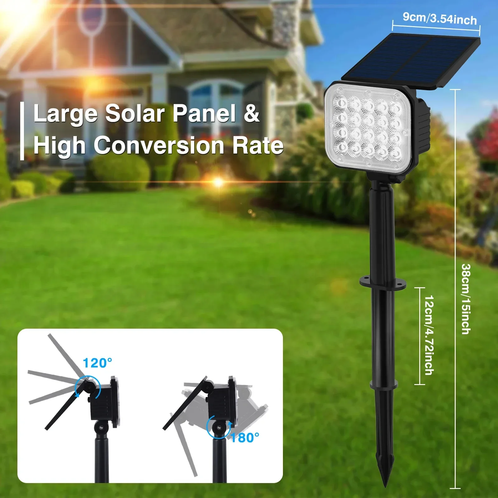 6PCS RGB Solar Light 49LEDS Green Outdoor Garden Spotlight Landscape Pathway Tree Decoration IP65 Waterproof Wall Lamp for Lawn
